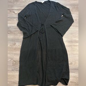 Knox Rose Black Open Front Duster Cardigan